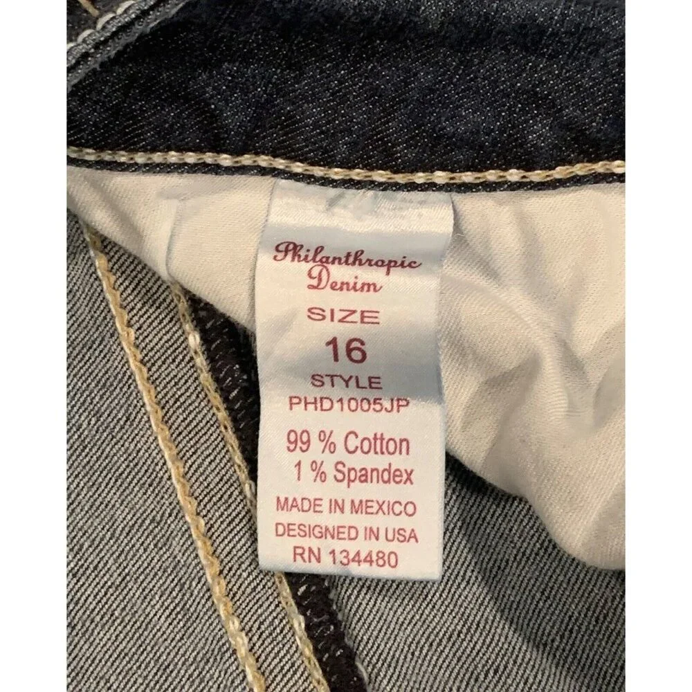 Philanthropic Jeans Womens Size 16 Blue Denim Straight Leg Mid Rise Medium Wash - Picture 7 of 14